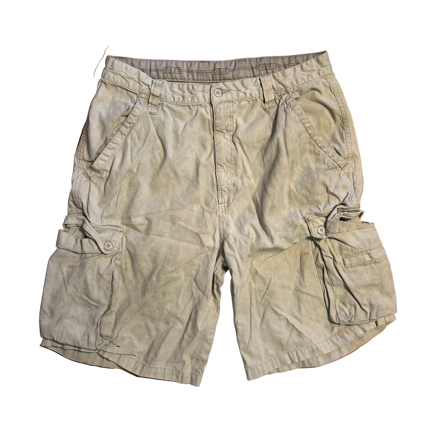 OTB Cotton Ramie Cargo Khaki Shorts - 34" x 11"