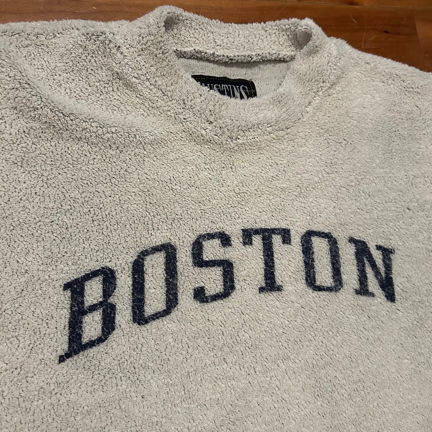 Austins Inc Boston Massachusetts Towel Fleece Grey White Crewneck Sweatshirt - XLarge - 25" x 29"