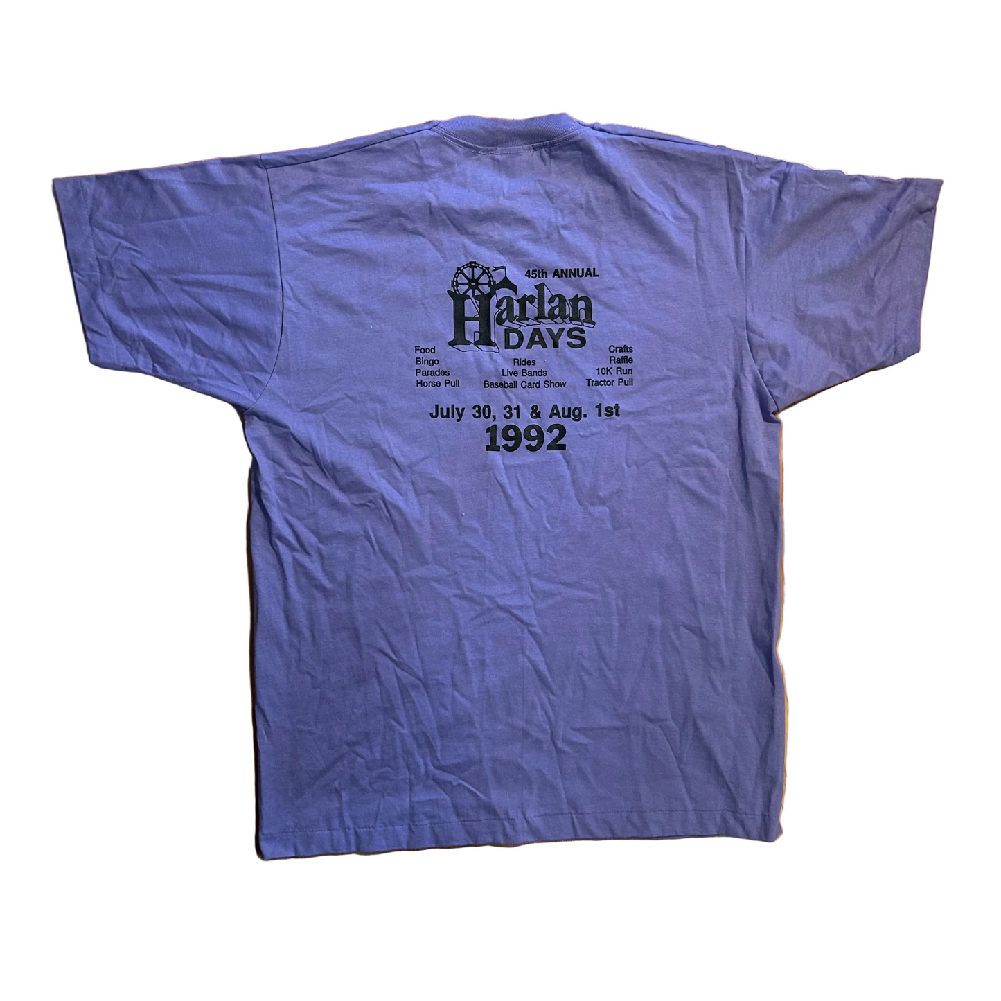 90's Screen Stars James Air Care Harlan IN Purple Tshirt - Large - 22" x 30"