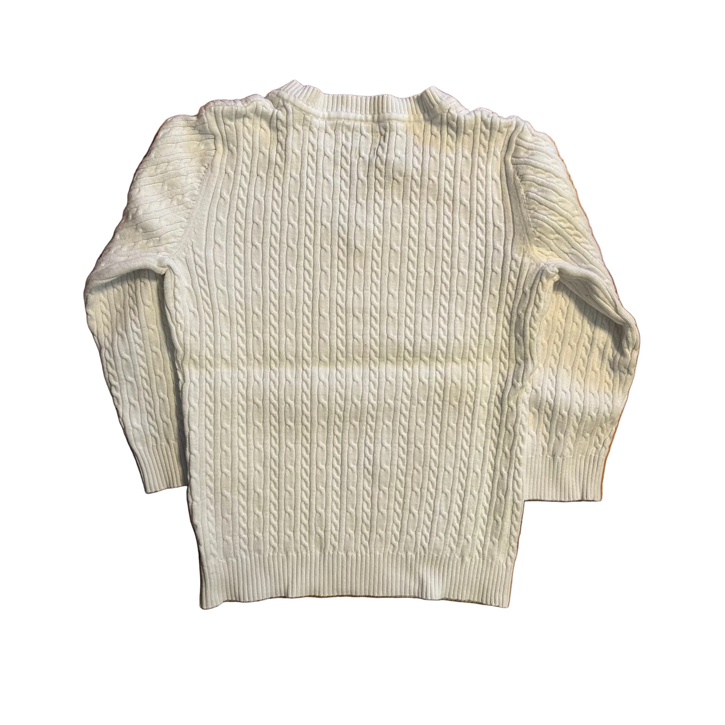 Van Heusen White Cotton VNeck Sweater - XSmall - 16" x 21"