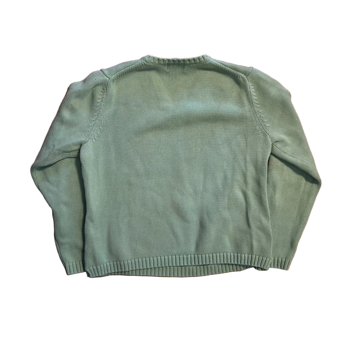 LL Bean Cotton Green VNeck Sweater - Small - 18" x 20.5"
