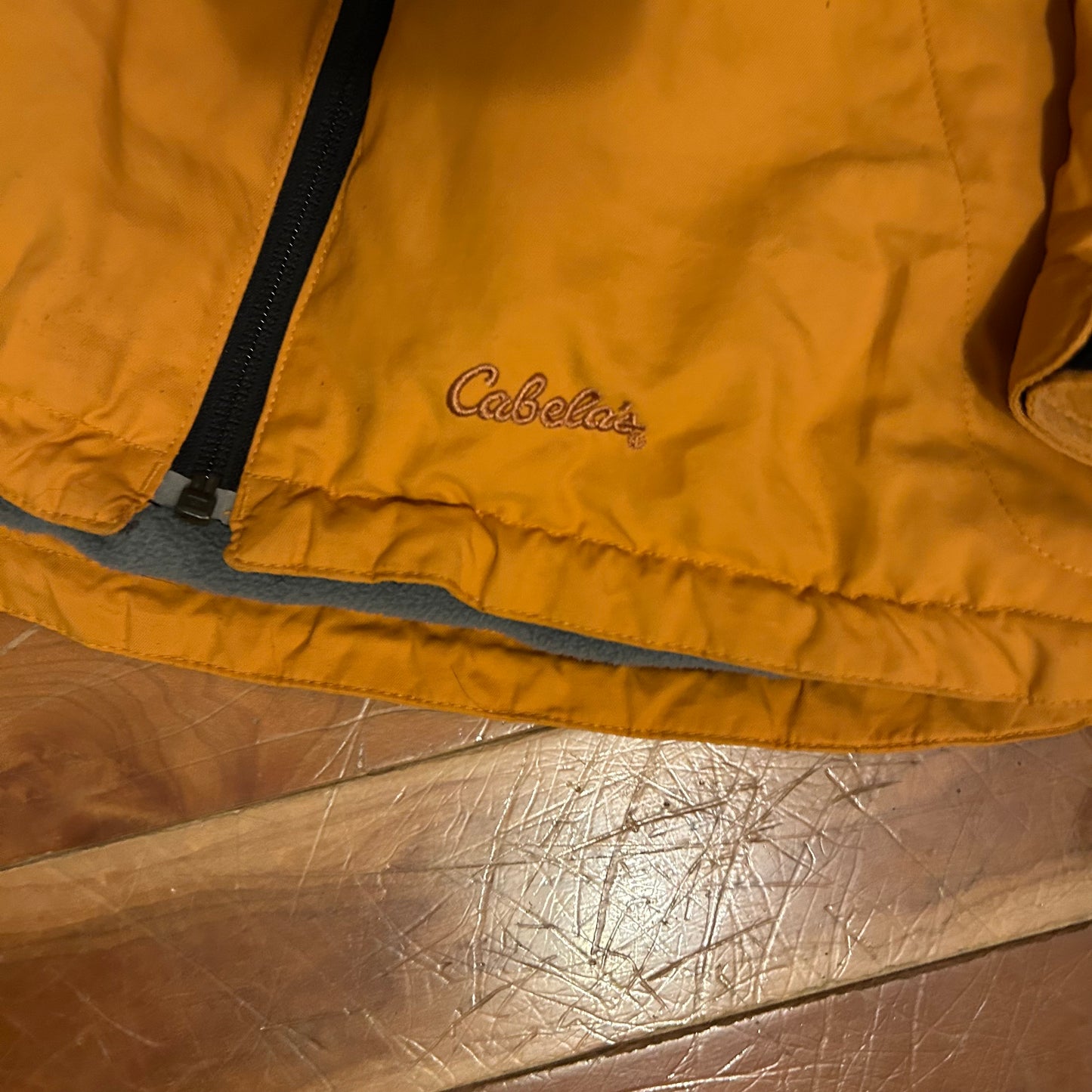 Cabela’s Orange Hooded Zip Up Windbreaker Rain Jacket - Large - 22" x 27"