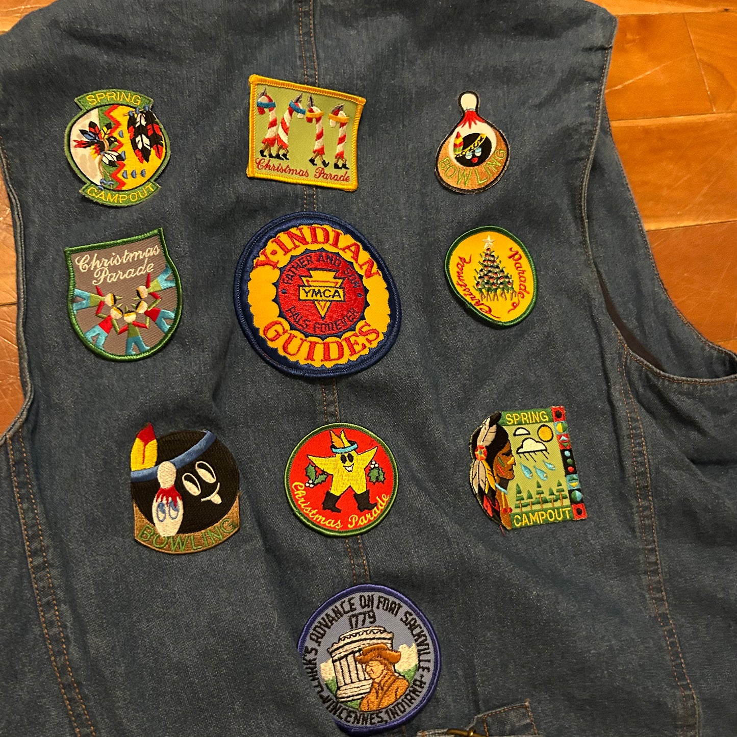 Arizona Patches Aztec Denim Vest - Small - 19" x 21"
