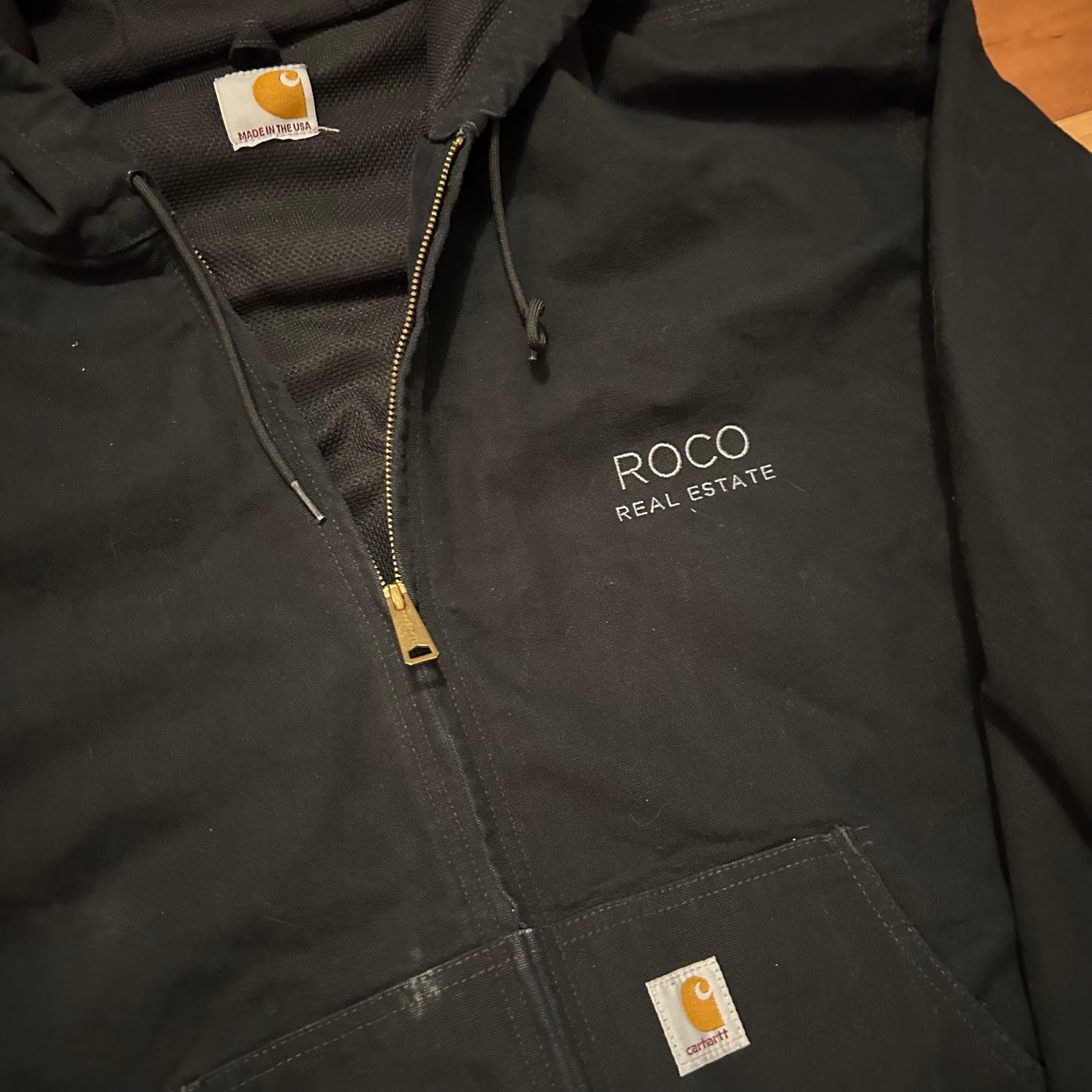 Carphartt Carhartt Hooded Black Zip Up Jacket - XLarge - 32" x 27"