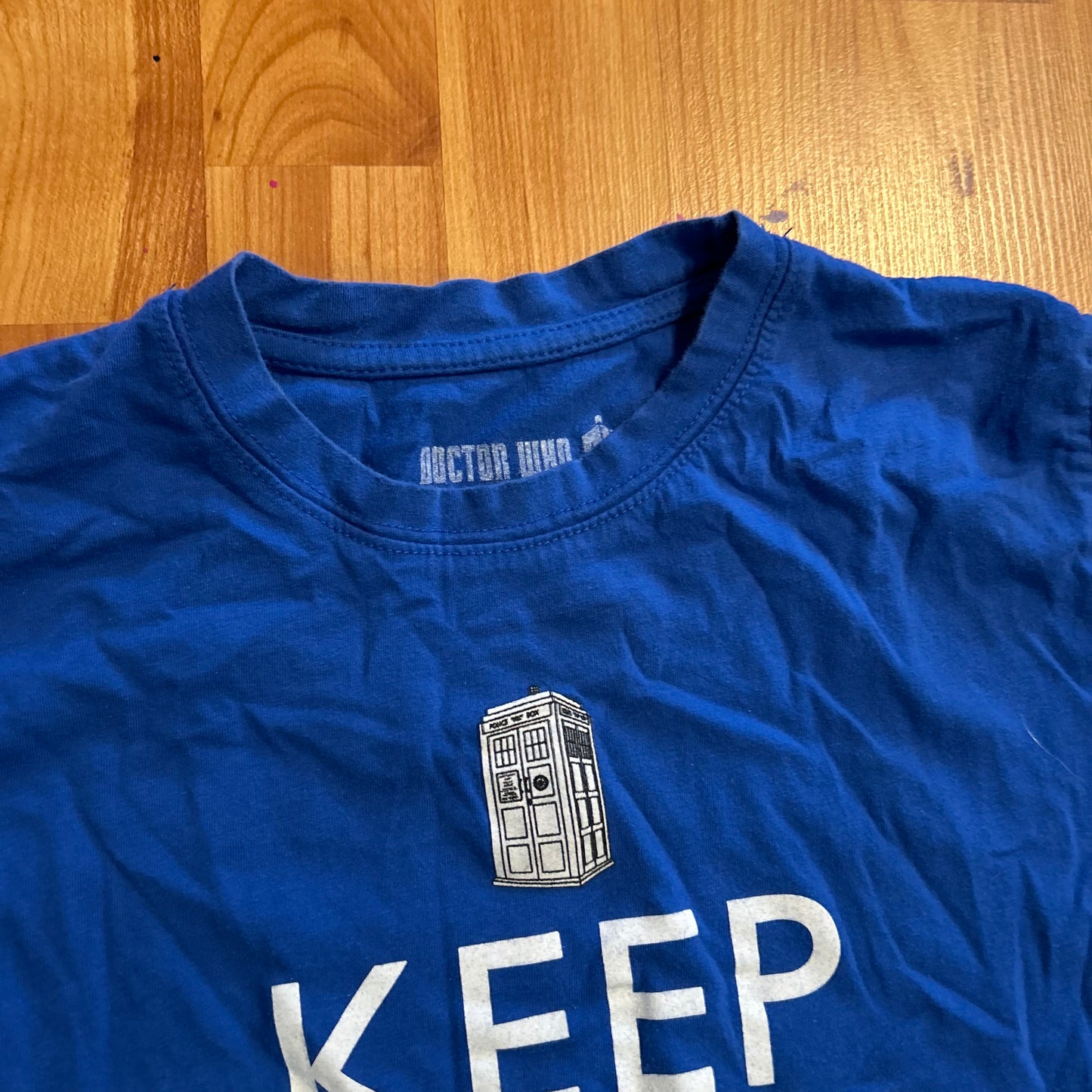 Doctor Who Keep Calm and Don't Blink Blue Tshirt - XSmall - 16" x 23.5"