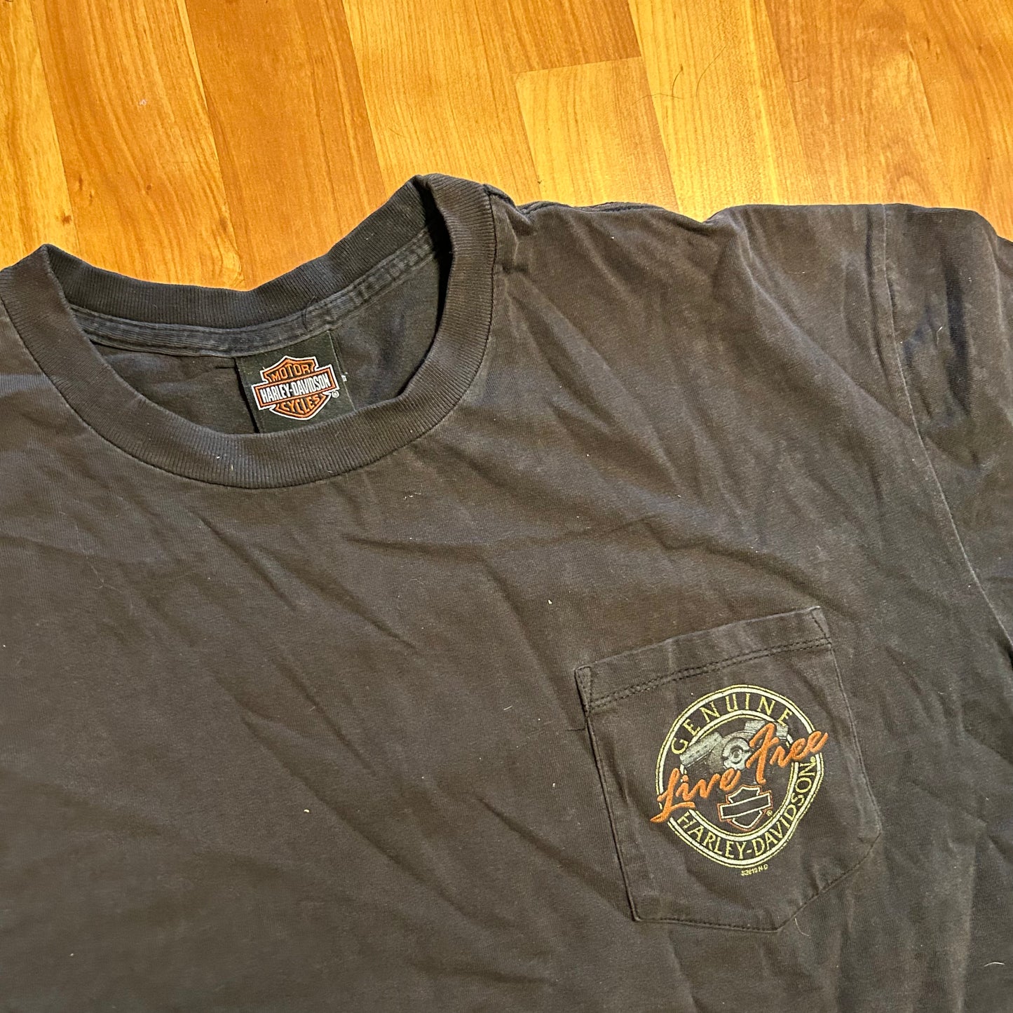 Harley Davidson Las Vegas Faded Black Pocket Tshirt - XLarge - 25" x 29"