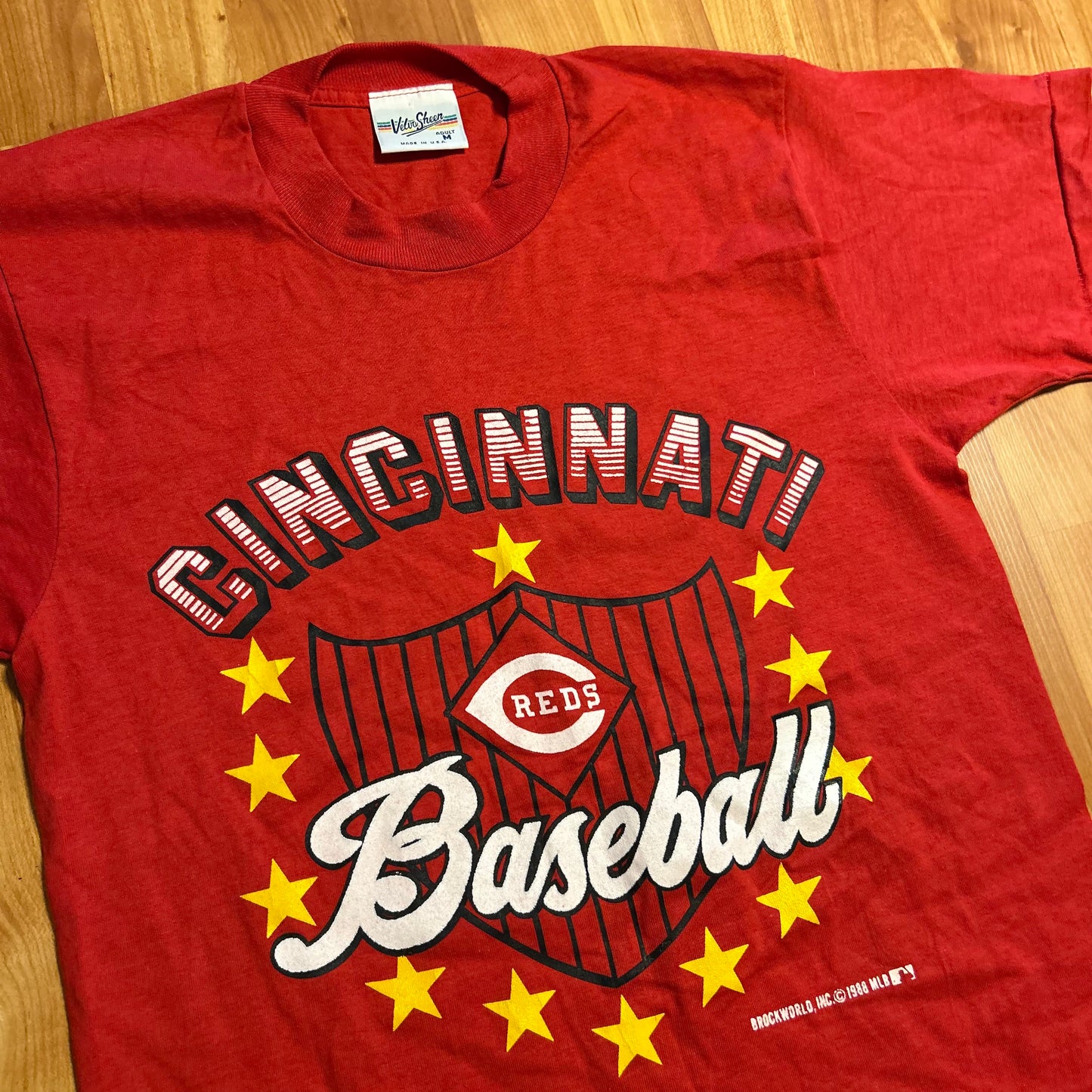 80’s Velva Sheen Cincinnati Reds Baseball Tshirt - Small - 18" x 27"