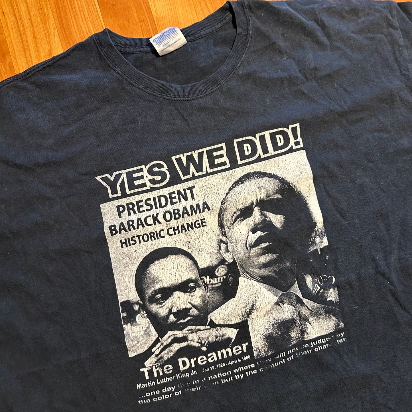 Hanes Obama MLK Yes We Did Black Tshirt - XLarge - 25" x 29.5"