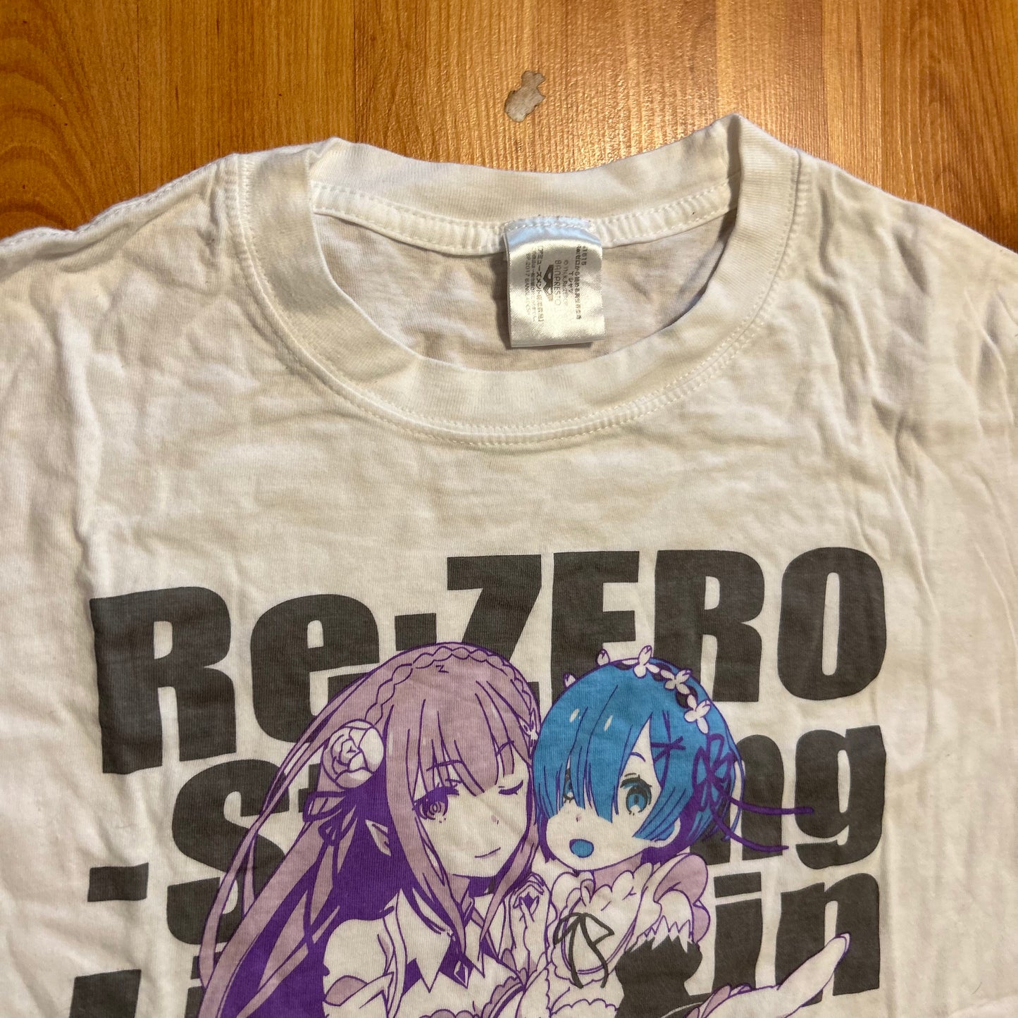 ReZero Japanese Anime White Tshirt - Medium - 20" x 24.5"