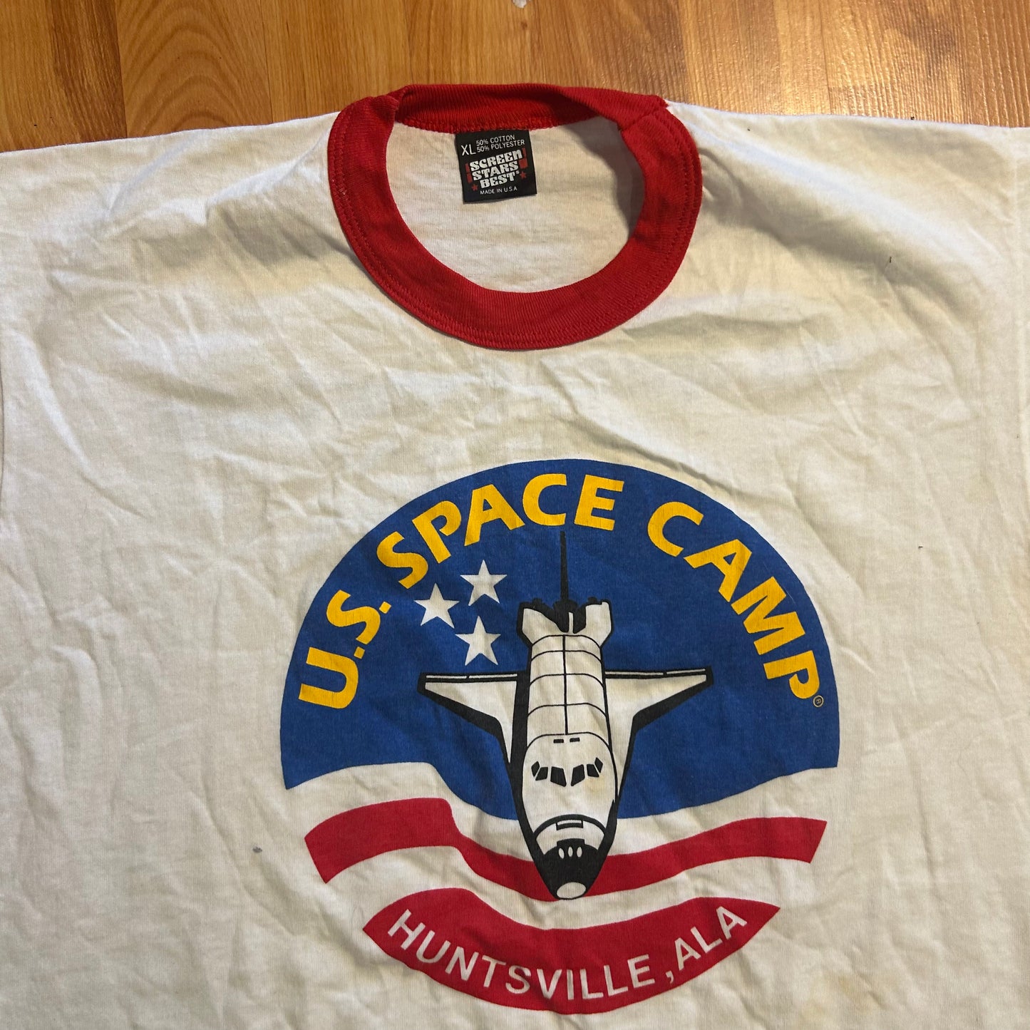 80’s Screen Stars Best US Space Camp Alabama Red Ringer Tshirt - Medium - 21.5" x 29"