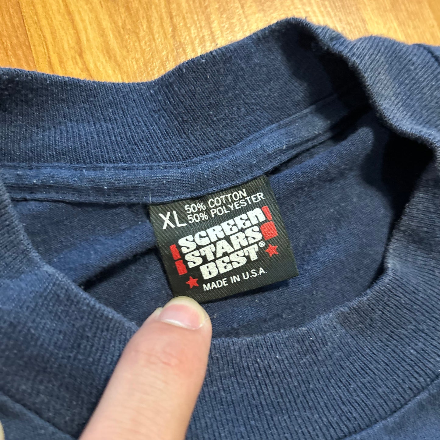 90's Second Knows Sports Navy Blue Tshirt - Large - 22" x 28"