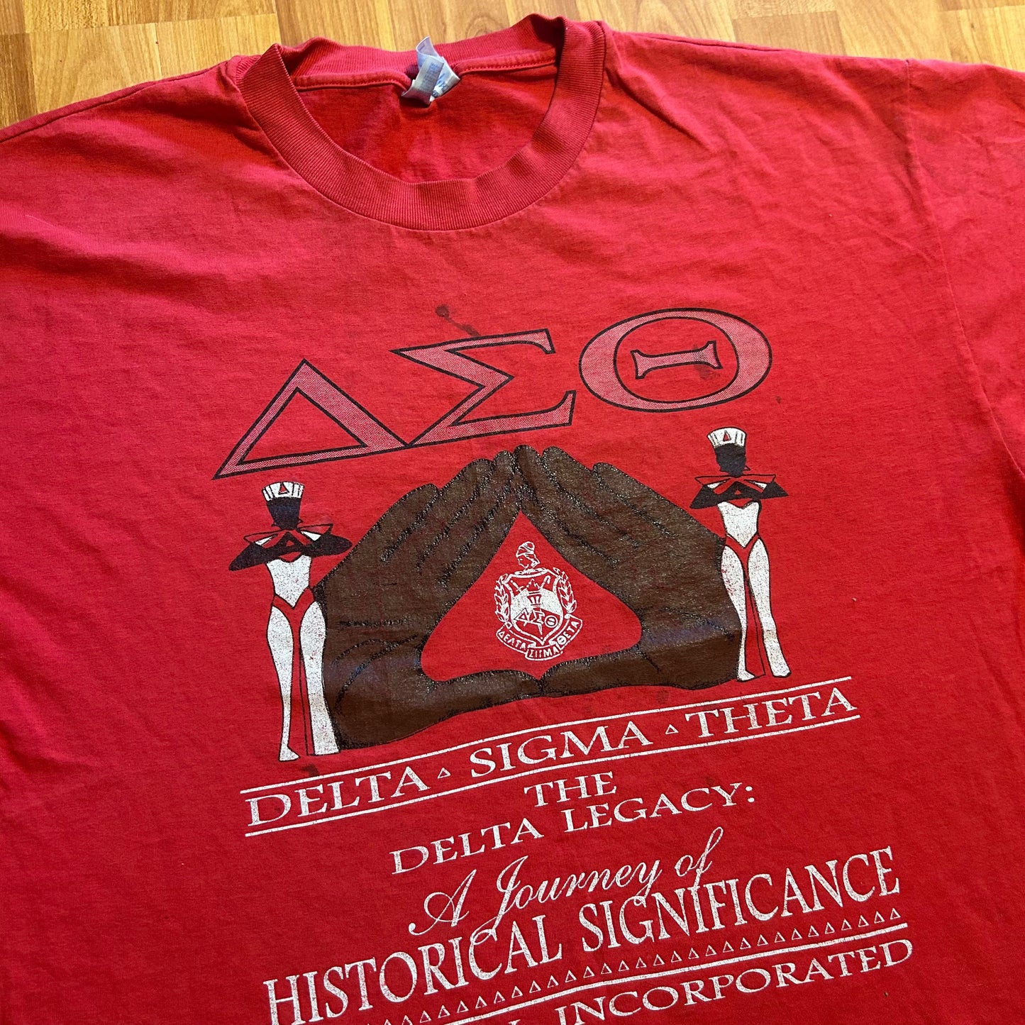 Hanes Heavyweight Delta Sorority Legacy Red Tshirt - Large - 23" x 27"