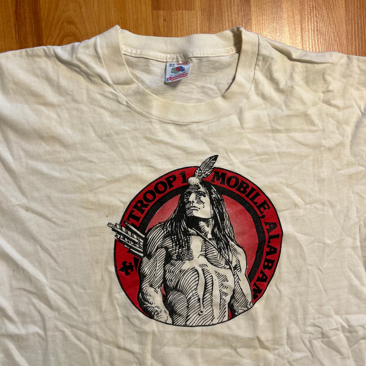 90's FOTL Troop 1 Mobile Alabama White Tshirt - Large - 23" x 27"