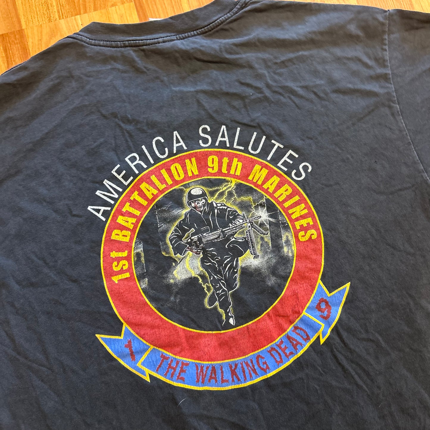 Gildan America Salutes Walking Dead Marines Black Tshirt - Large - 22" x 29"