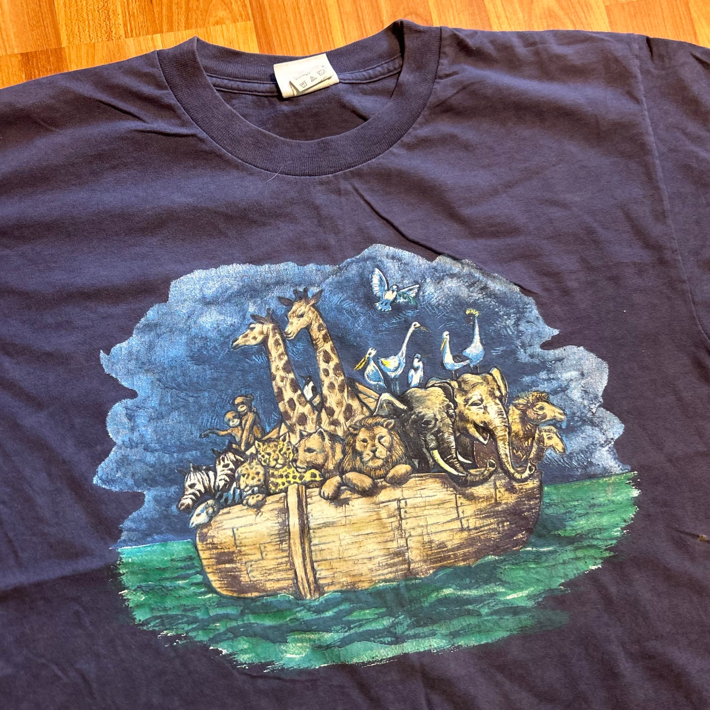 Simply Basic Noah’s Ark Navy Blue Tshirt - Medium - 20" x 26"