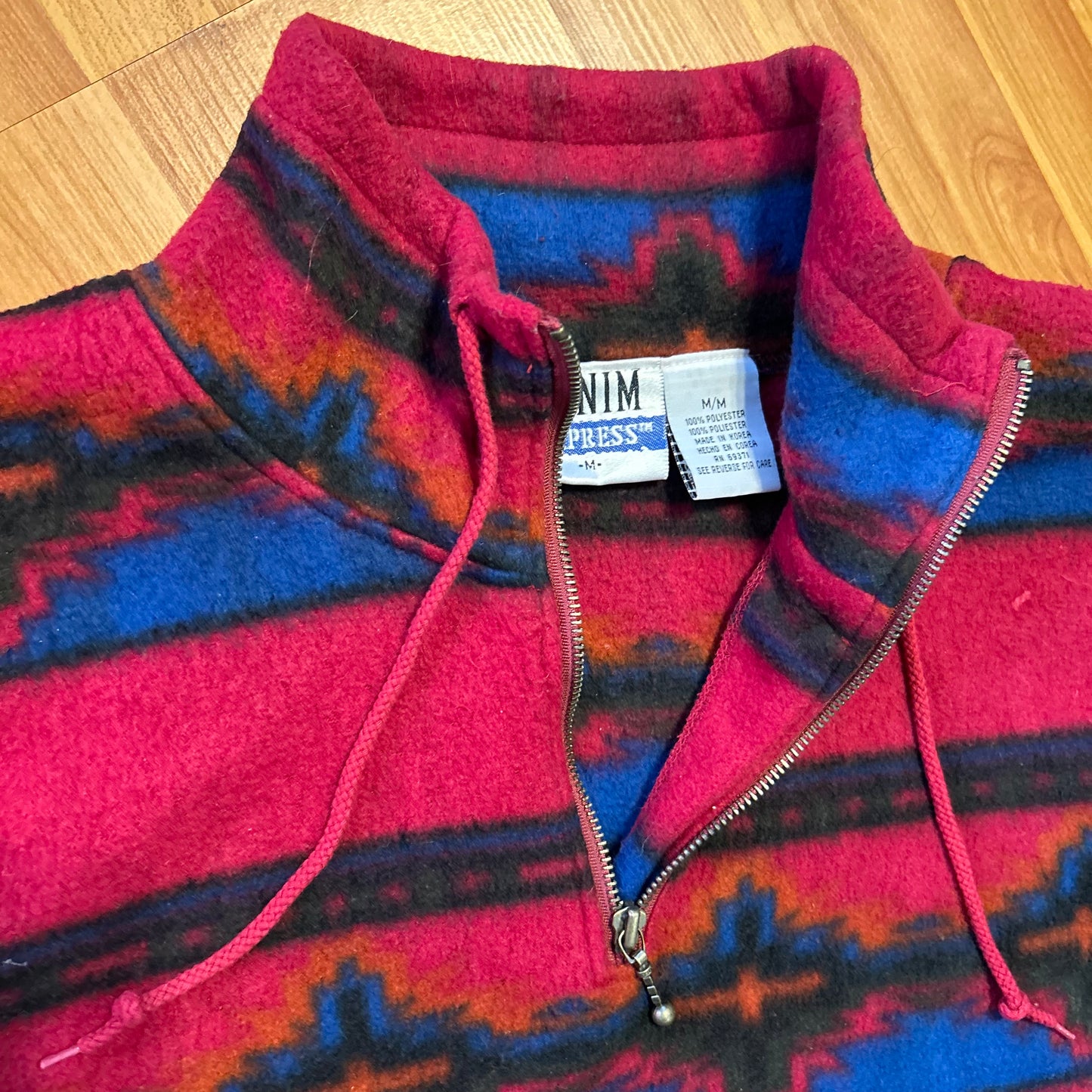 Denim Express Red Blue Quarter Zip Fleece Sweatshirt - XLarge - 24" x 27.5"