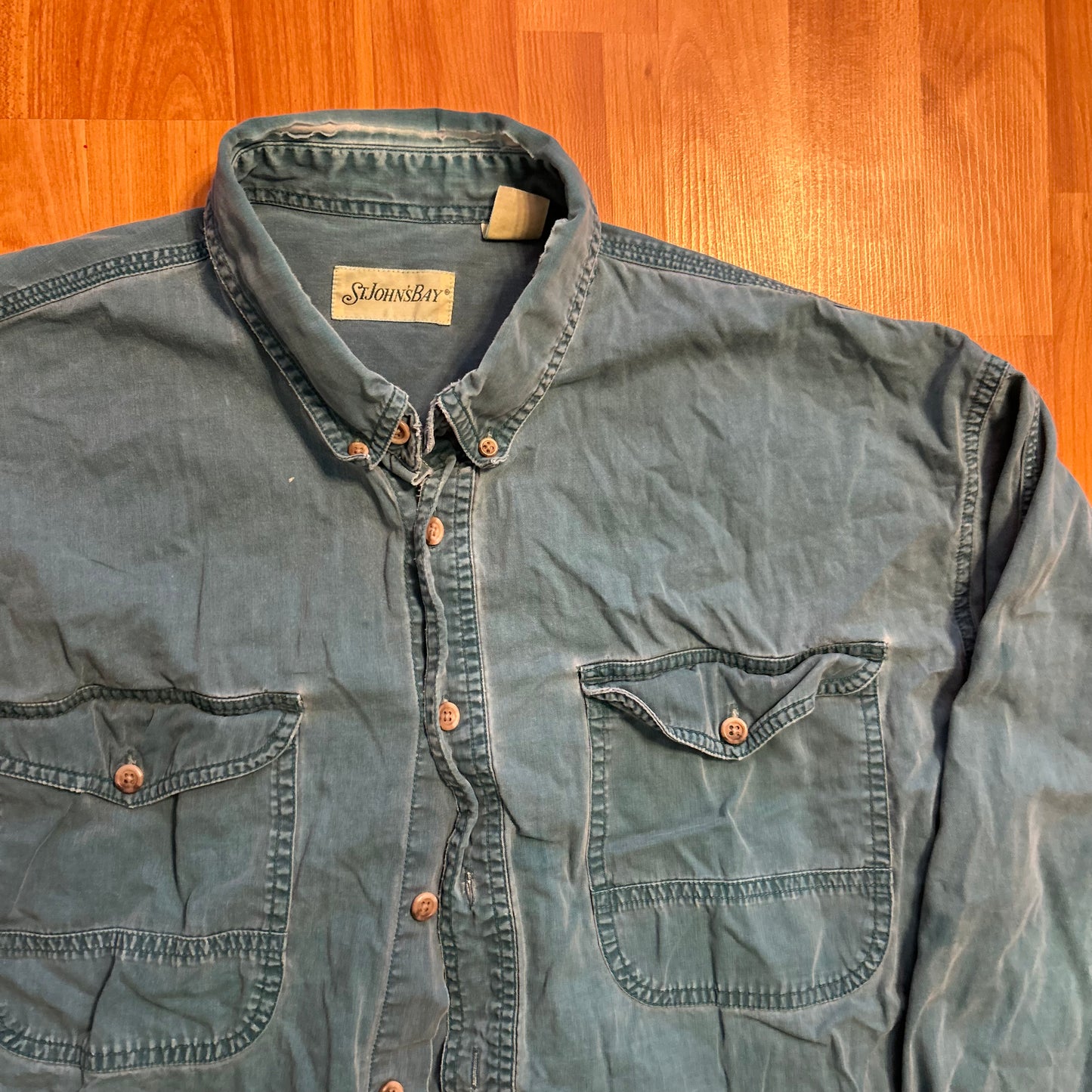 St Johns Bay Teal Button Up Shirt - XLarge - 25" x 29"