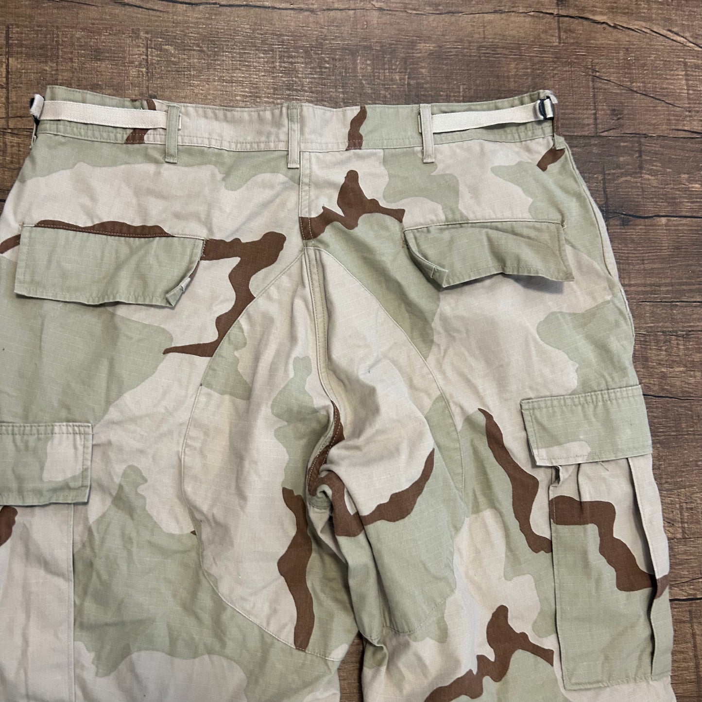 00's Military Ripstop Camouflage Camo Cargo Pants - Tagged Large Short, Adjustable Waist - 36” x 29”