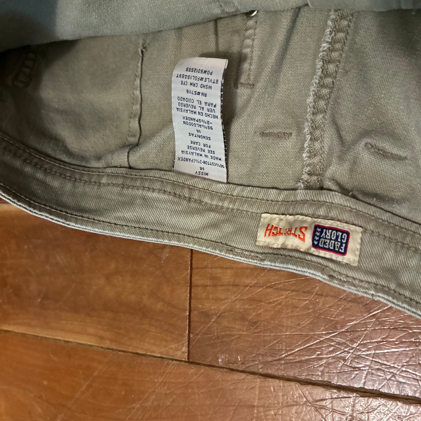 Faded Glory Tan Brown Khaki Shorts - Tagged 14 - 34" x 7"