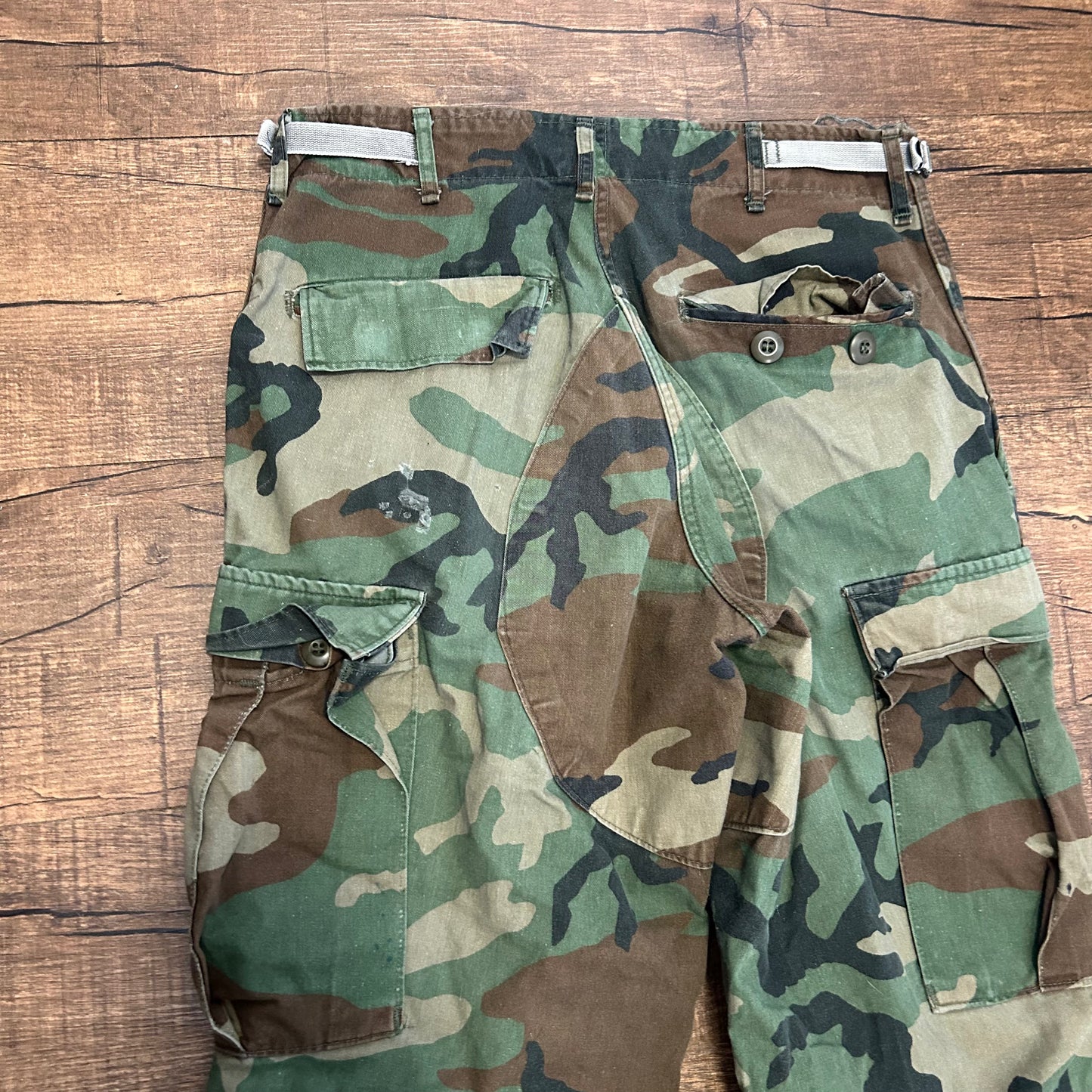 00's Military Camouflage Camo Cargo Pants - Tagged Small, Adjustable Waist - 28” x 30.5”
