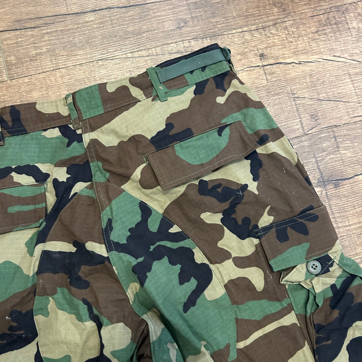 90's Military Camouflage Camo Cargo Pants - Tagged Large Long, Adjustable Waist - 37” x 35”