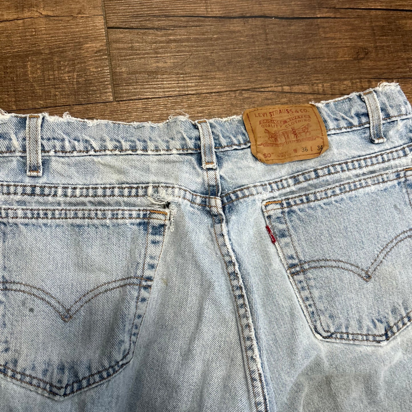 Levis 560 Distressed Denim Blue Jeans - 34” x 33.5”