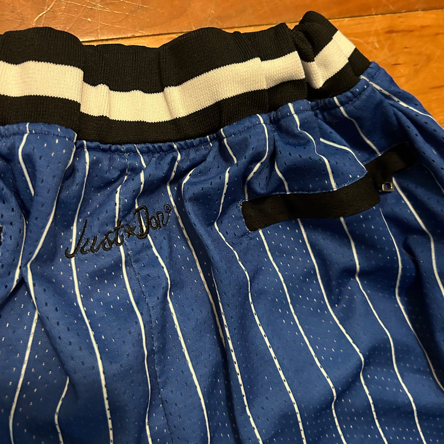 Just Don Orlando Magic NBA Blue Pinstripe 1992-1993 Basketball Shorts - Tagged M - 23" x 8"