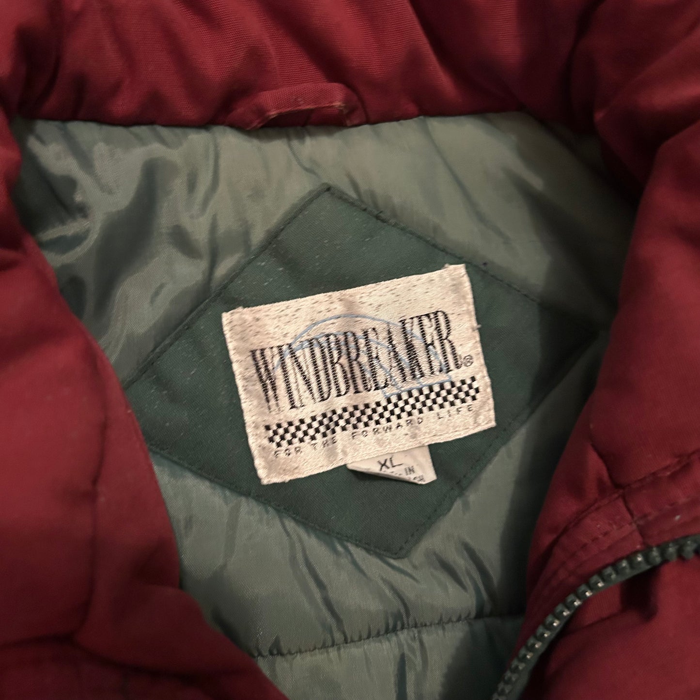 90’s Windbreaker For The Forward Life Green Red Coat Jacket - XLarge - 26" x 27"