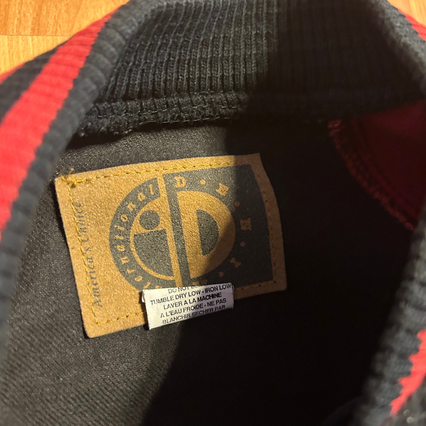 International Travelers Life Fast Track International Denim Red Black Varsity Bomber Jacket - XLarge - 25" x 27"