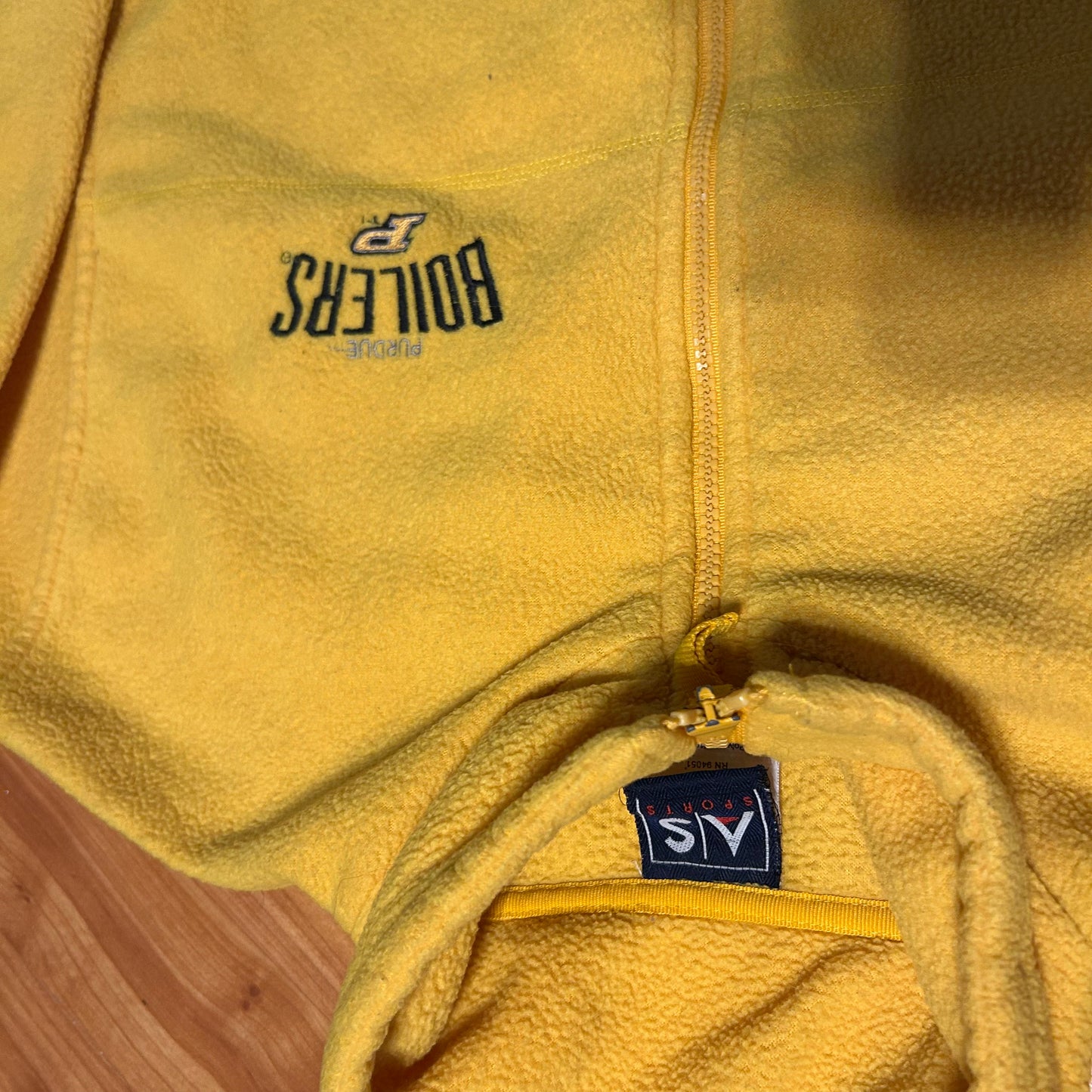 AS Sports Purdue University Yellow Half Zip Fleece Sweatshirt - Large - 23" x 28"