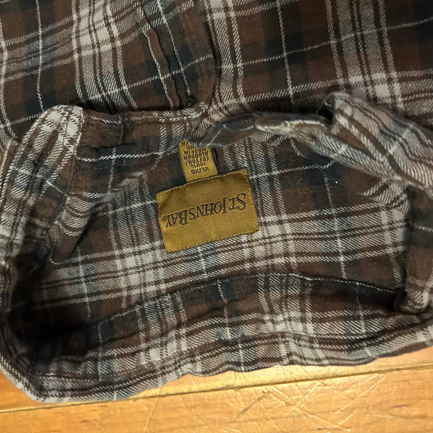 St Johns Bay Brown Button Up Flannel Shirt - XLarge - 24" x 30"