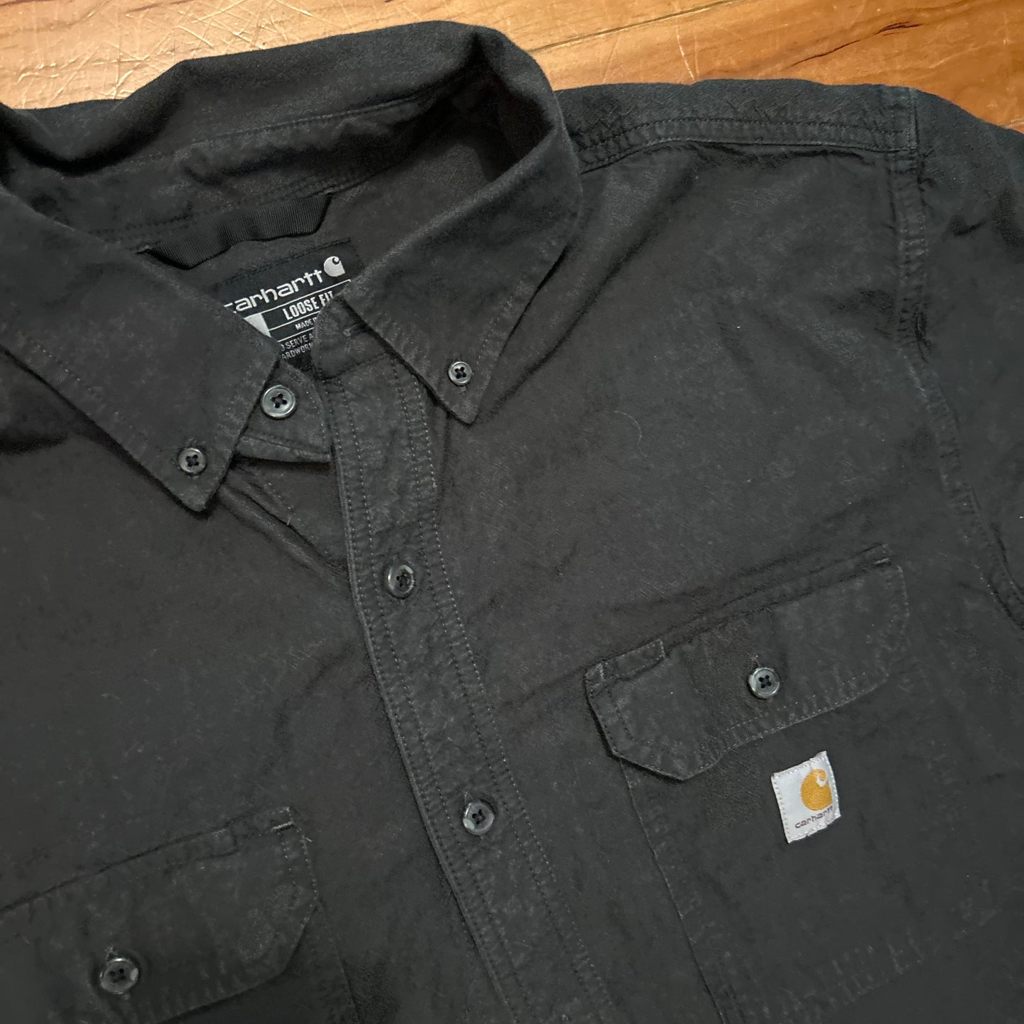 Carhartt Carphartt Grey Black Button Up Short Sleeve Shirt - XLarge - 25" x 32"