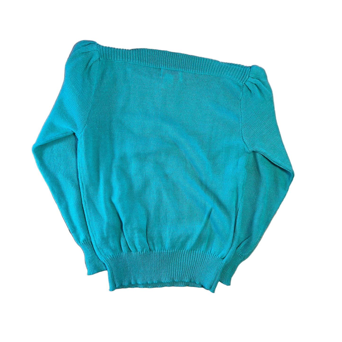 90's La Mouche Acrylic Teal Knit Sweater - XSmall - 17" x 21"