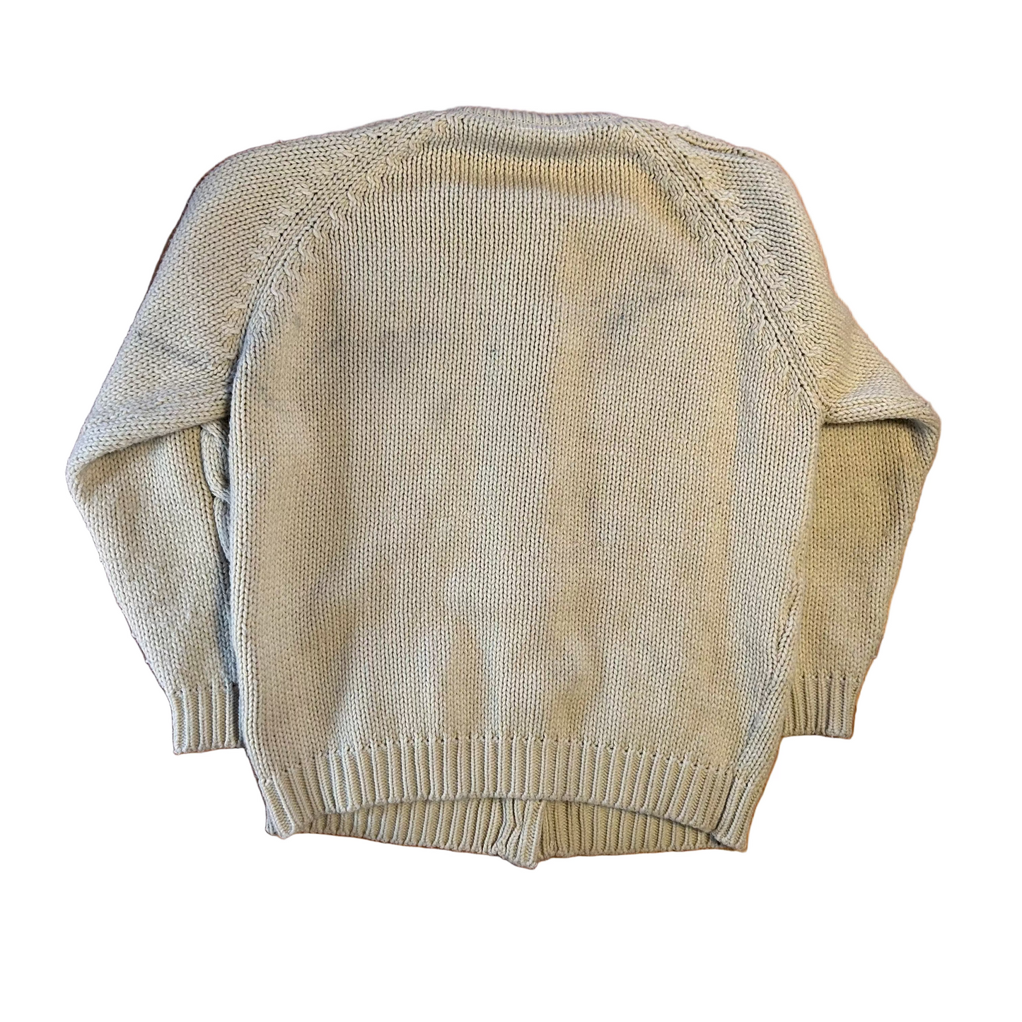 70/80's Full Fashion Cream Tan Cardigan Sweater - Medium - 20" x 26"