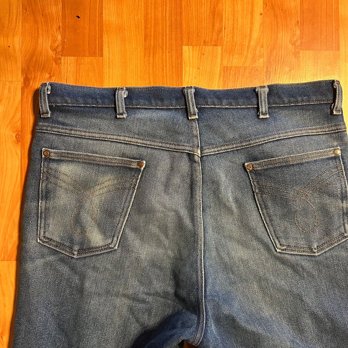 80's Distressed Dark Wash Cotton Poly Denim Jeans - 37" x 29"