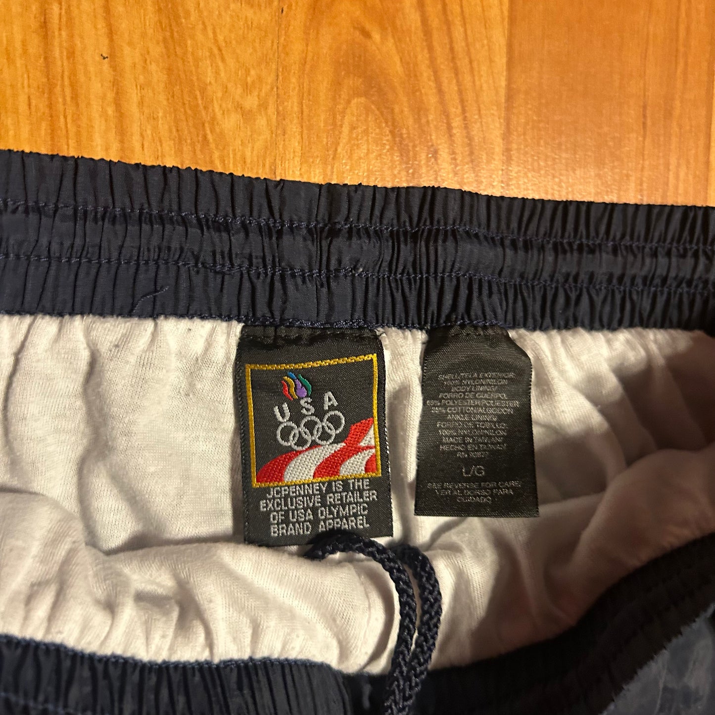 00’s JCPenney Olympic Navy Blue Nylon Jogger Pants - 30" x 31.5"