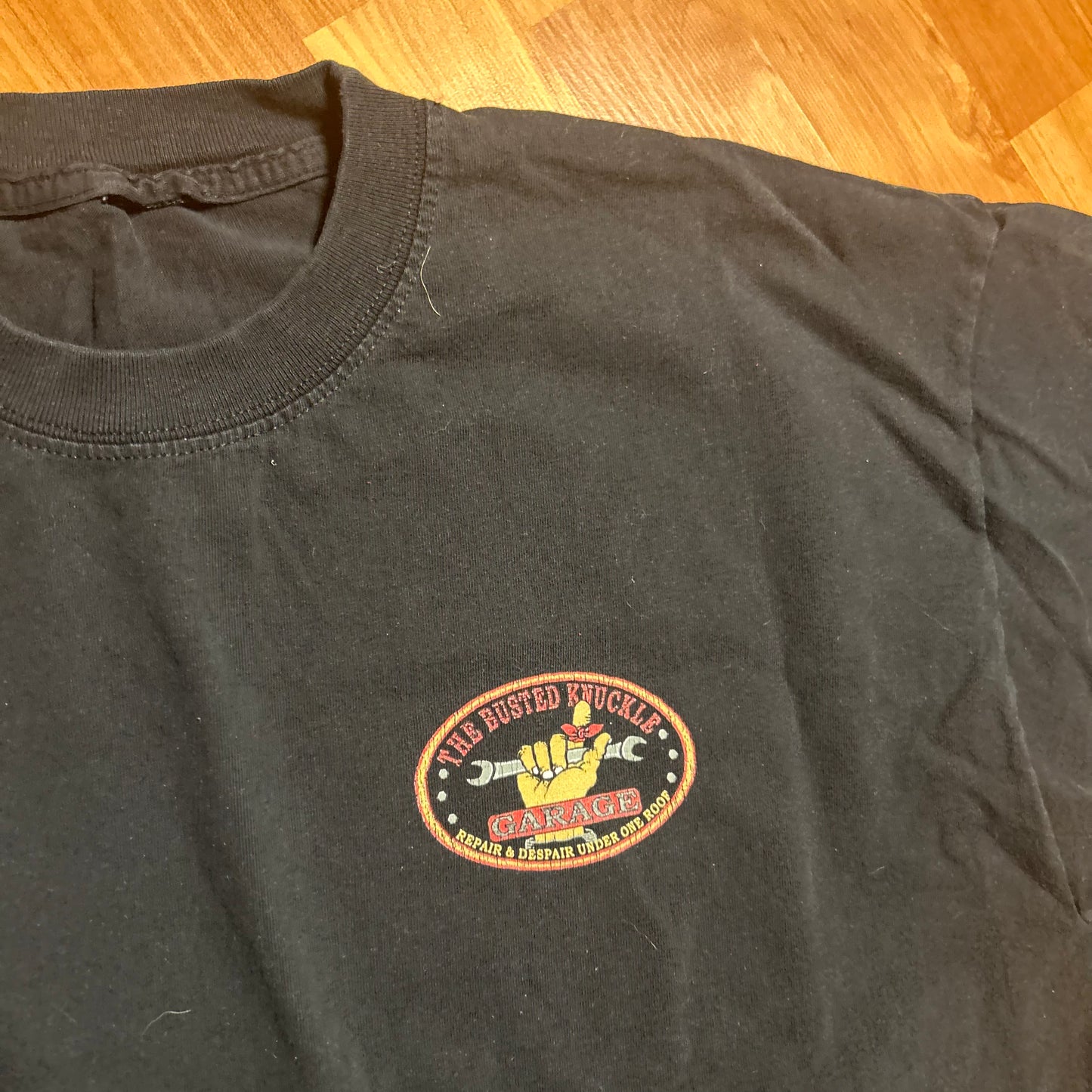 Busted Knuckle Garage Repair and Despair Black Tshirt - Large - 22.5" x 27"