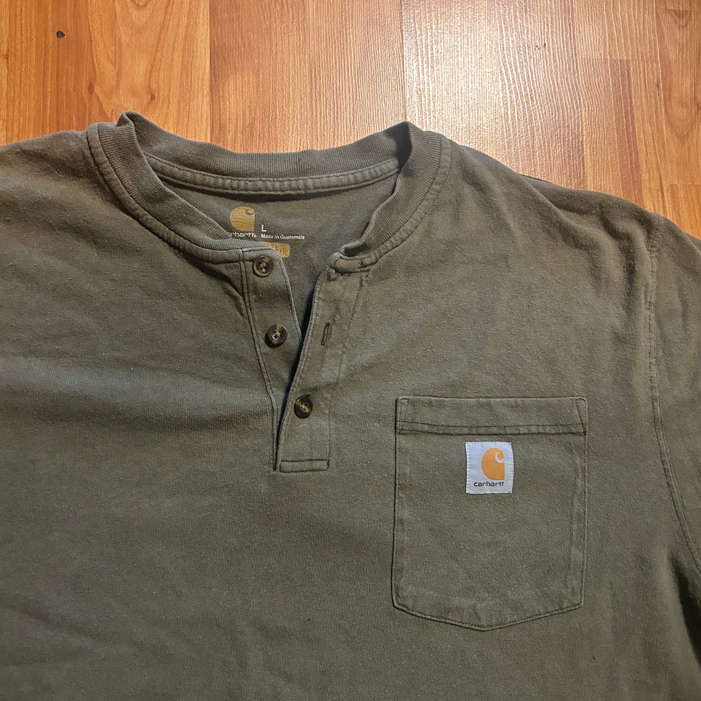 Carphartt Carhartt Quarter Button Green Pocket Tshirt - XLarge - 24" x 29.5"