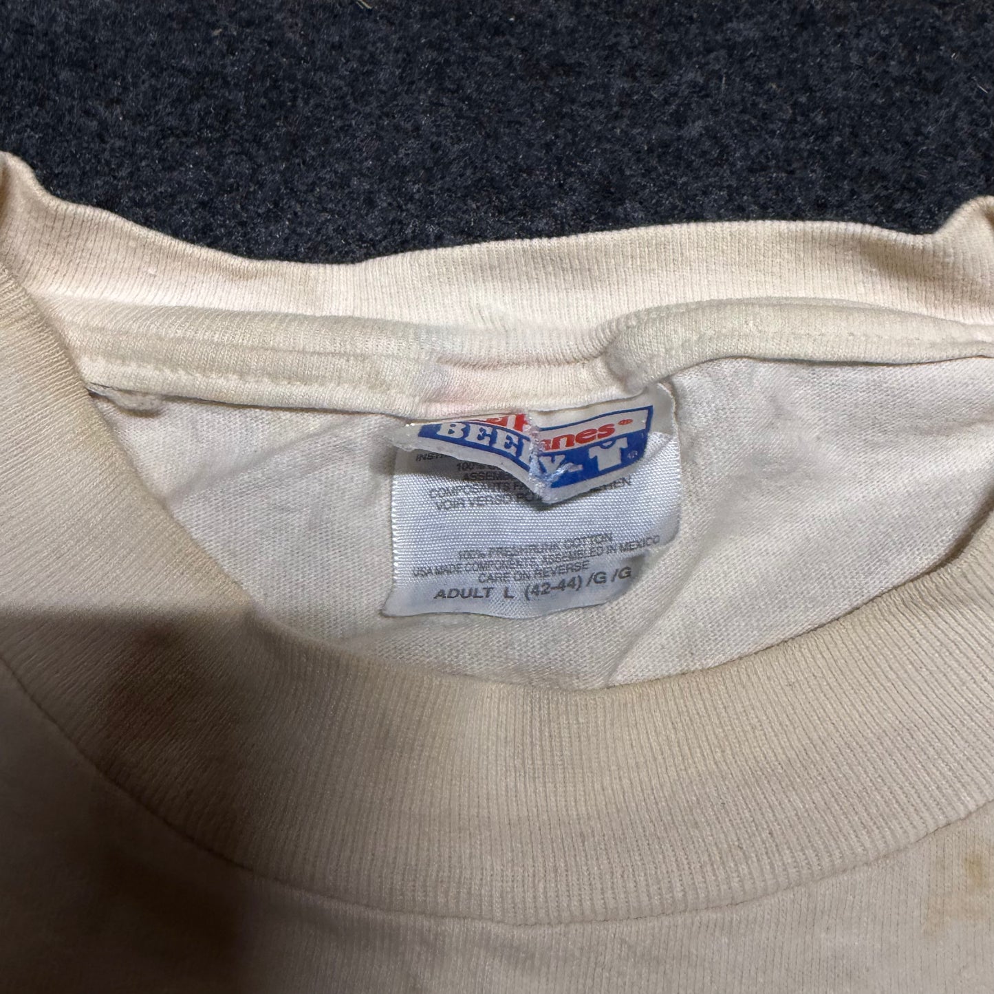 90’s Hanes Beefy The Black Collegiate Super Bowl White Football University Tshirt - Medium - 21.5" x 27.5"