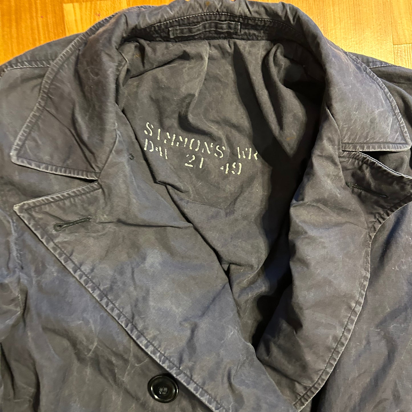 Navy Military Dark Blue Overcoat Jacket - Medium - 20" x 43"