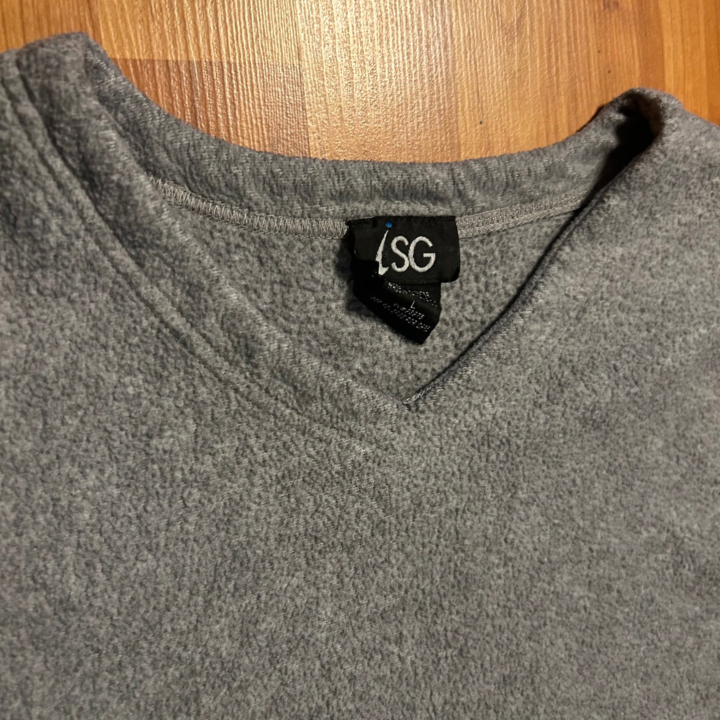 90’s ISG Blank Grey Fleece VNeck Sweatshirt - Large - 22" x 26.5"