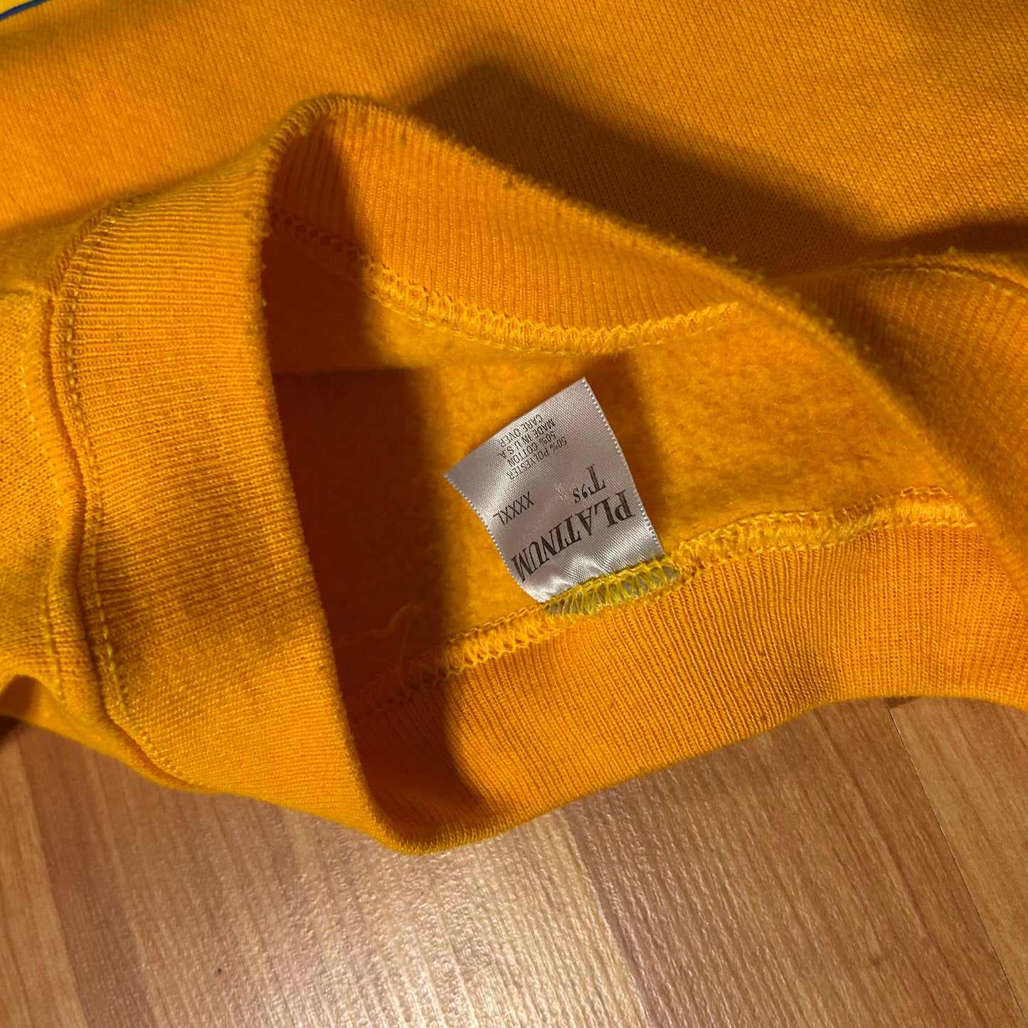 80/90’s Perfect T’s Made in the USA A Long Long Time Ago Yellow Crewneck Sweatshirt - XLarge - 28" x 31"