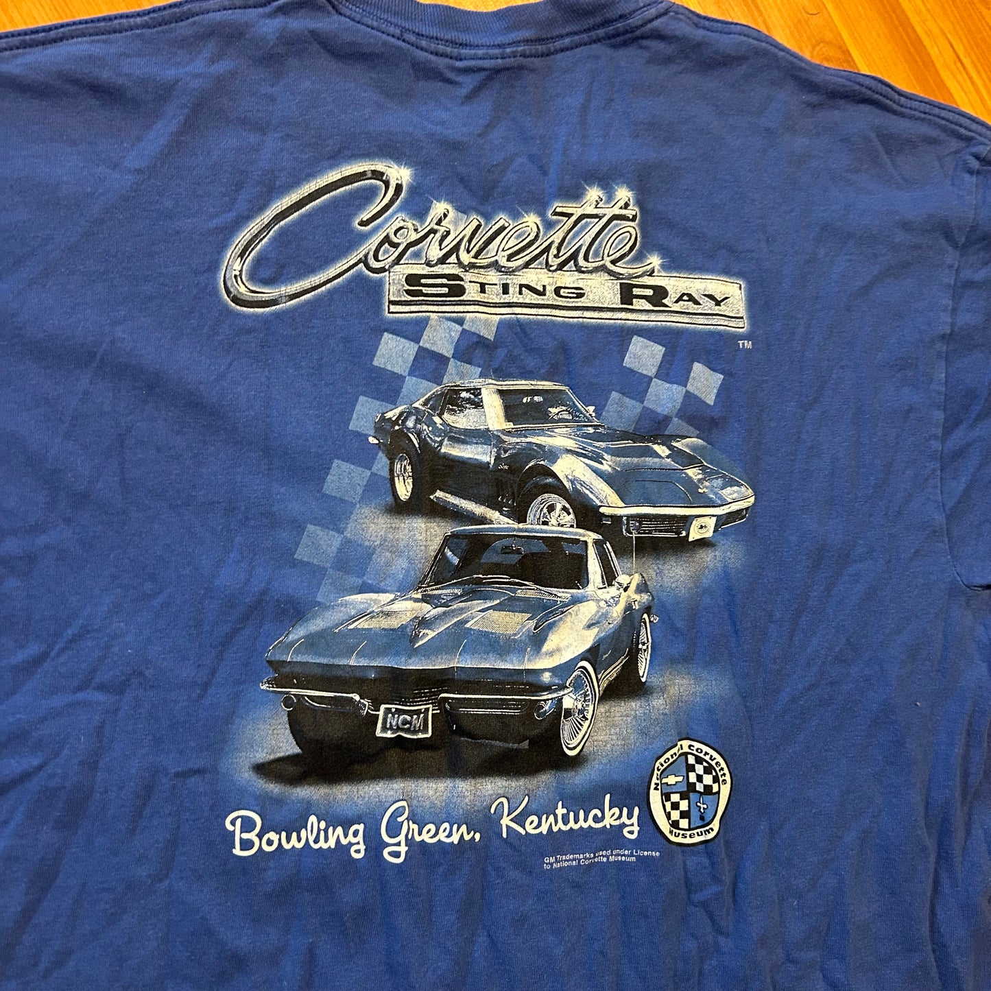 Corvette Sting Ray Bowling Green Kentucky Blue Tshirt - Medium - 21.5" x 28"