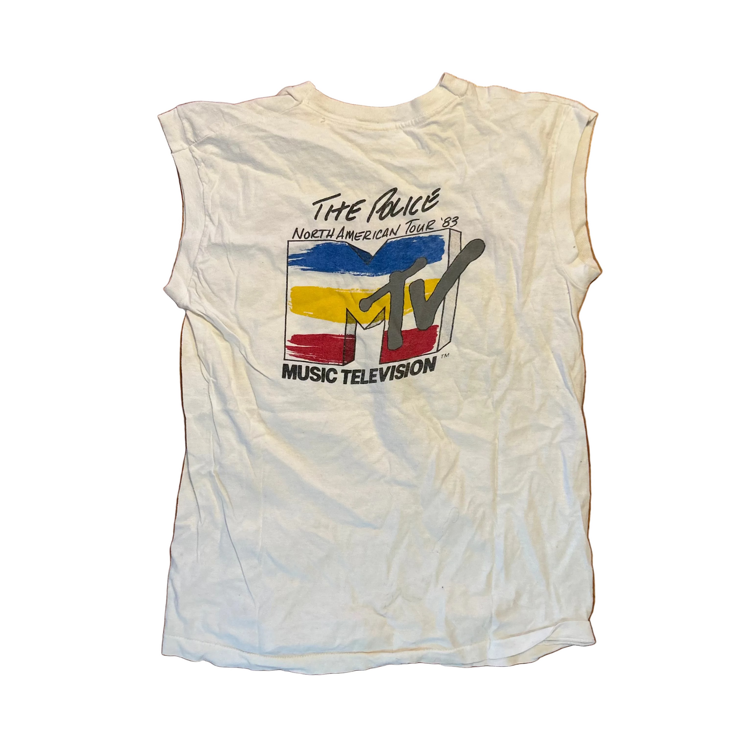 80's MTV The Police White Tank Top Shirt - XSmall - 16.5" x 23"