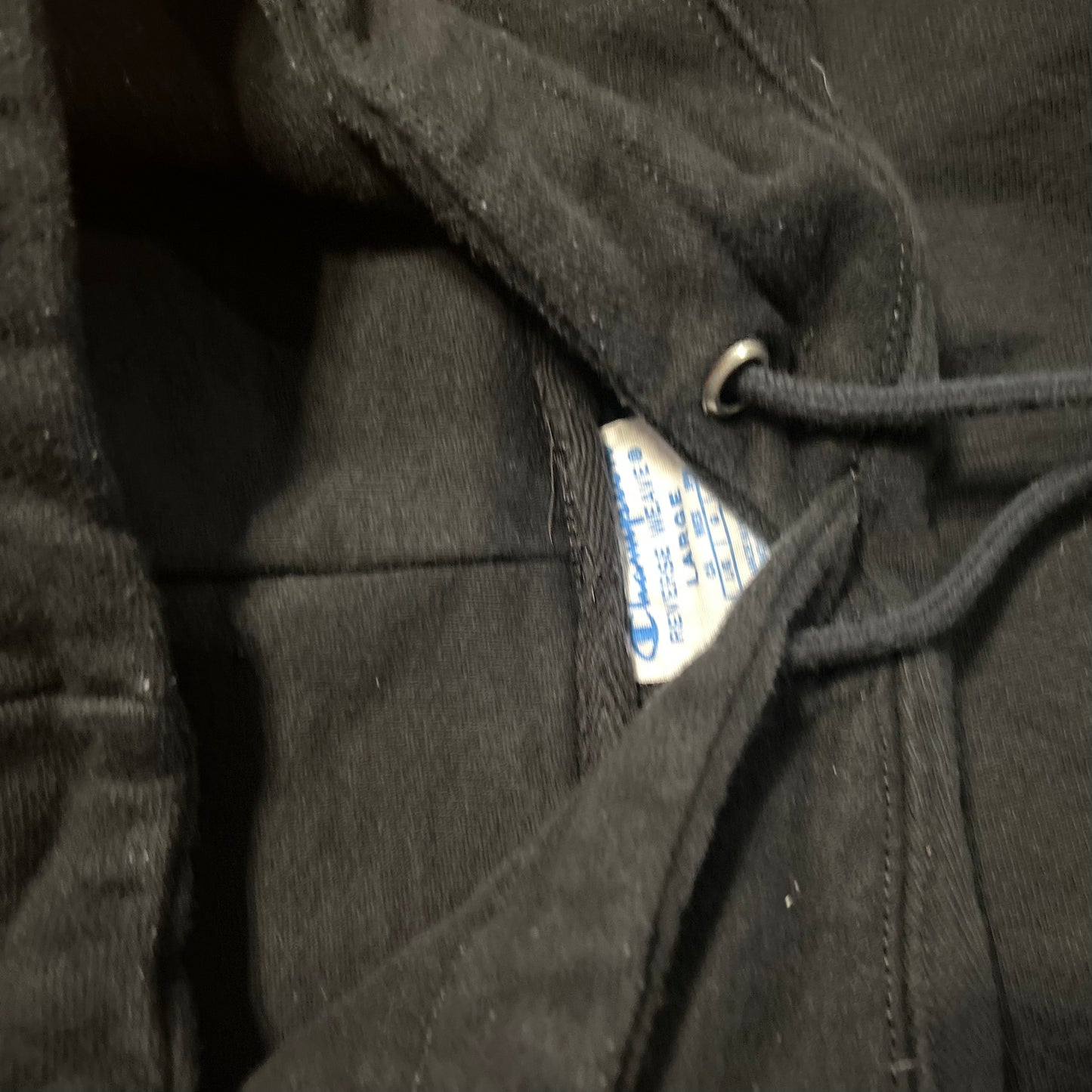 Champion Black Blank Reverse Weave Hoodie Sweatshirt - Medium - 21" x 21.5"