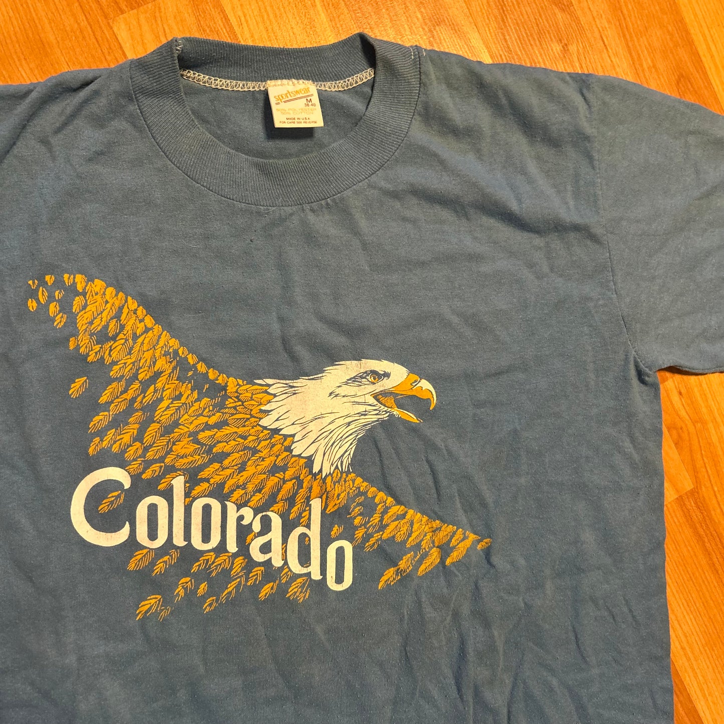 80's Sportswear Blue Colorado Eagle Tshirt - XSmall - 17" x 25"