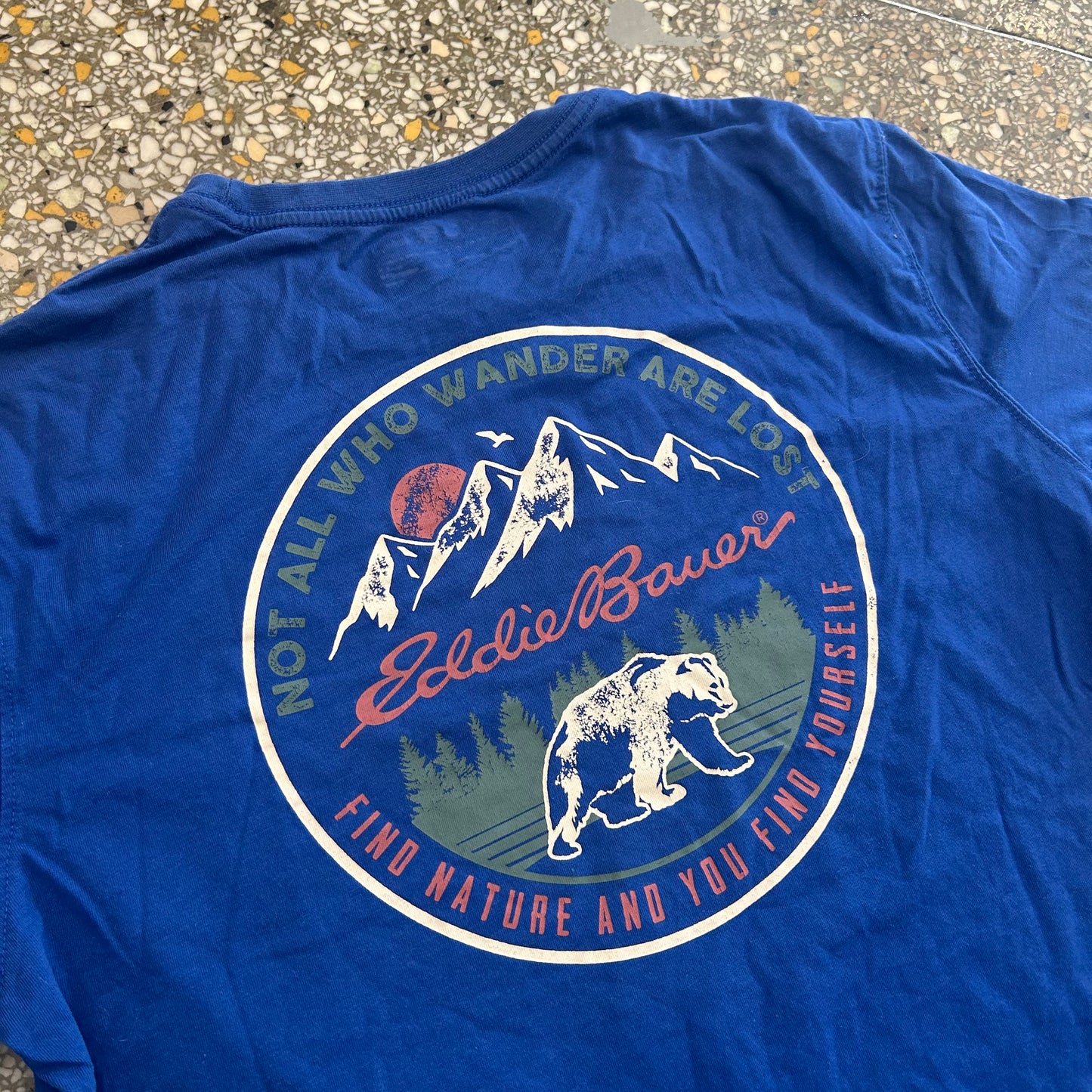 Eddie Bauer Blue Logo Tshirt - Large - 22" x 27.5"