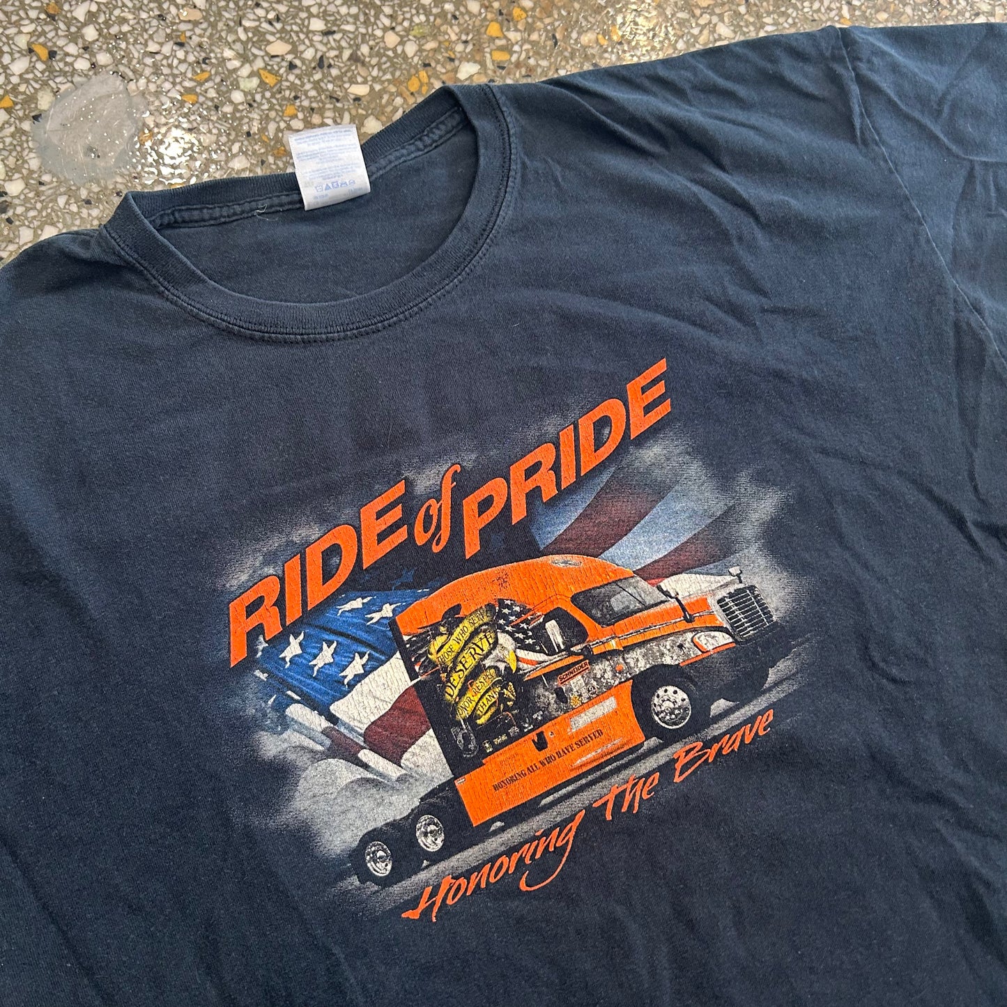 Ride of Pride Trucker Black Tshirt - Large - 23" x 29"