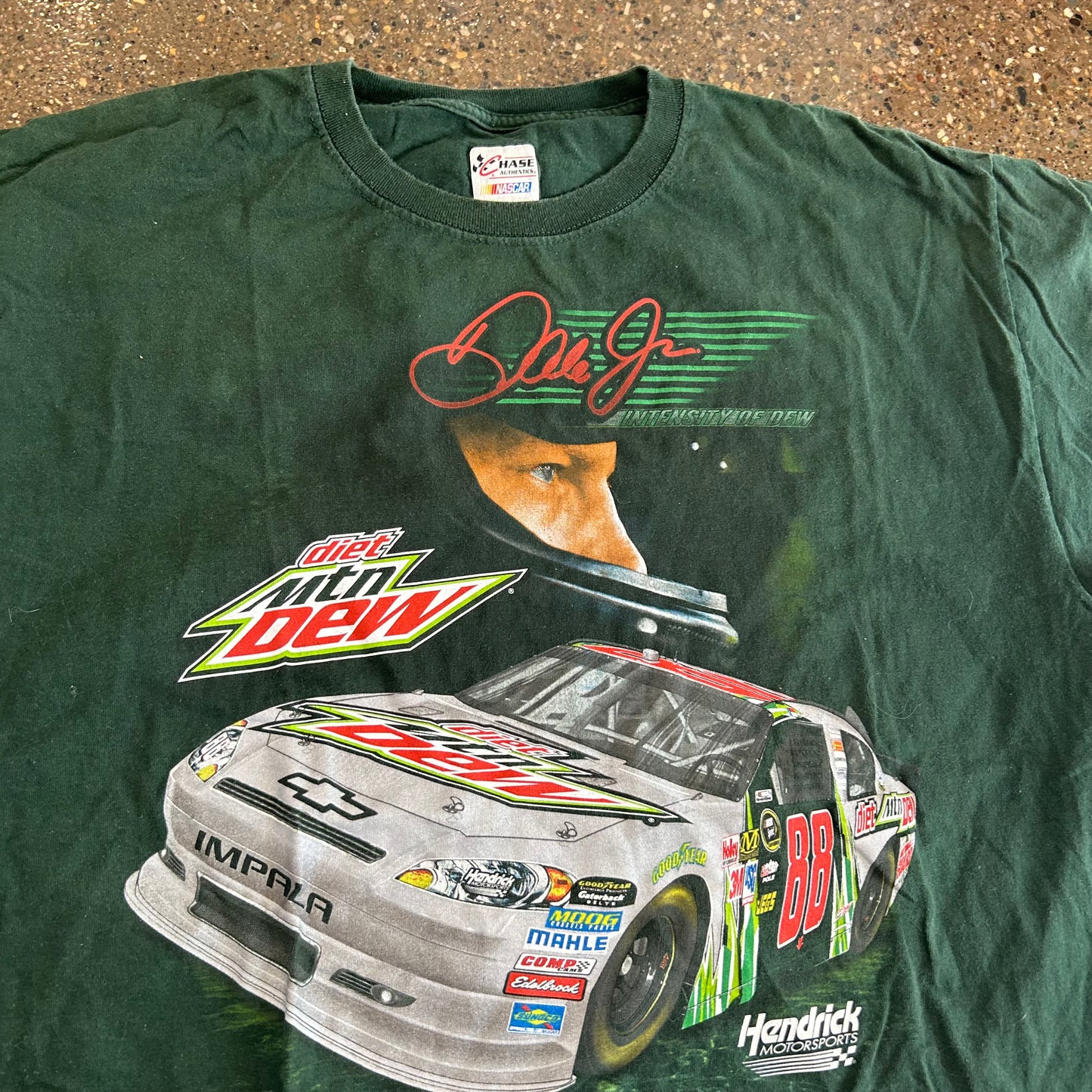 NASCAR Dale Earnhardt Jr Racing Green Tshirt - Large - 23" x 29.5"