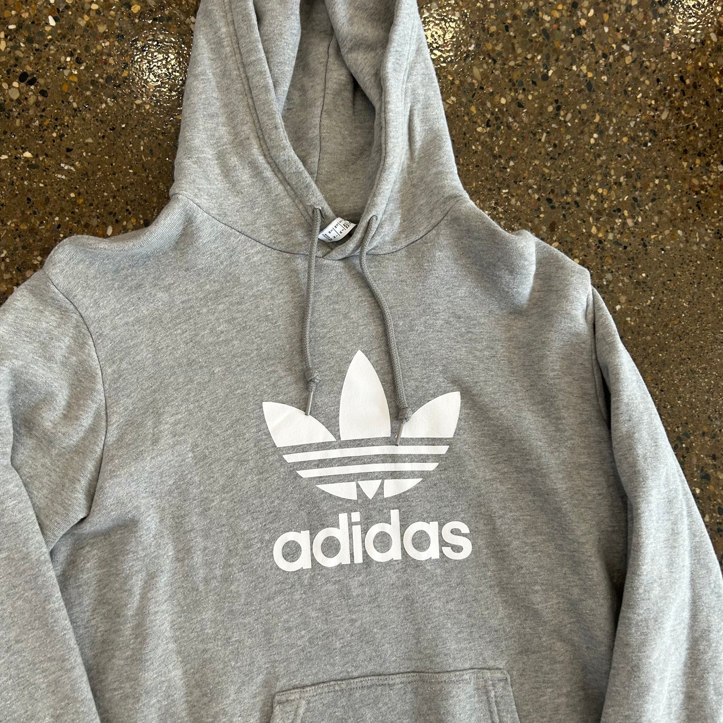 Grey Adidas Hoodie Sweatshirt - Large - 22" x 27"
